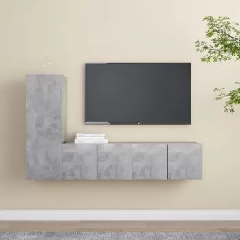 Set dulapuri TV, 3 piese, gri beton, 60 x 30 x 30 cm