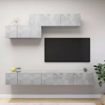 Set dulapuri TV, 6 piese, gri beton, 100 x 30 x 30 cm