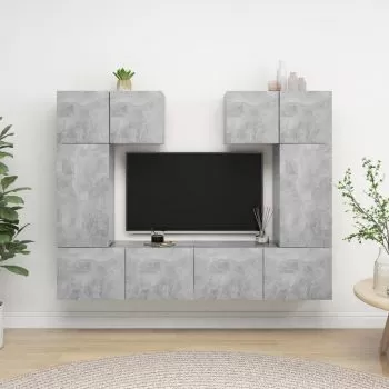 Set dulapuri TV, 6 piese, gri beton, 30.5 x 30 x 60 cm