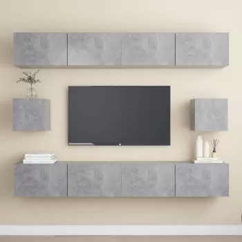 Set de dulapuri TV, 6 piese, gri beton, 100 x 30 x 30 cm