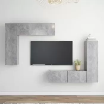 Set 4 bucati set comode tv, gri beton, 100 x 30 x 30 cm