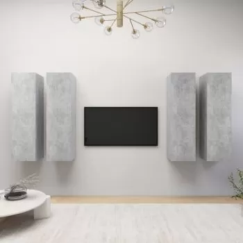 Set 4 bucati comode tv, gri beton, 30.5 x 30 x 110 cm