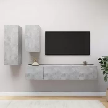Set dulapuri TV, 4 piese, gri beton, 80 x 30 x 30 cm