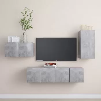 Set dulap TV, 4 piese, gri beton, 30.5 x 30 x 60 cm