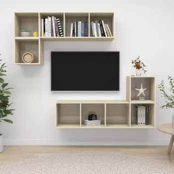  Set de dulapuri TV, 4 piese, stejar sonoma, lemn prelucrat
