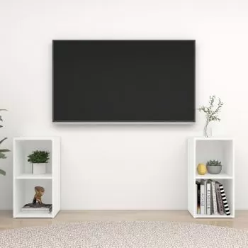 Set 2 bucati comode tv, alb, 72 x 35 x 36.5 cm