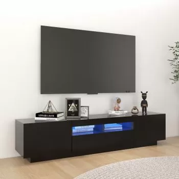 Comoda TV cu lumini LED, negru, 180 x 35 x 40 cm