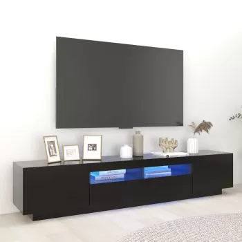 Comoda TV cu lumini LED, negru, 200 x 35 x 40 cm