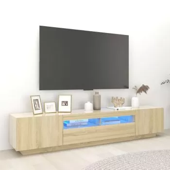 Comoda TV cu lumini LED, stejar sonoma, 200 x 35 x 40 cm