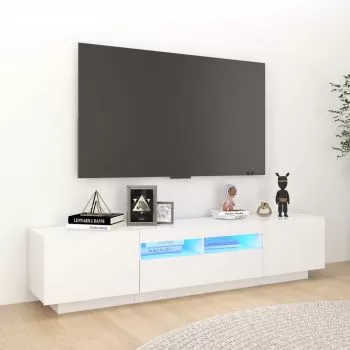 Comoda TV cu lumini LED, alb, 180 x 35 x 40 cm