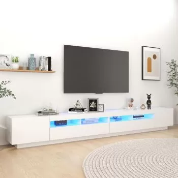 Comoda TV cu lumini LED, alb, 300 x 35 x 40 cm