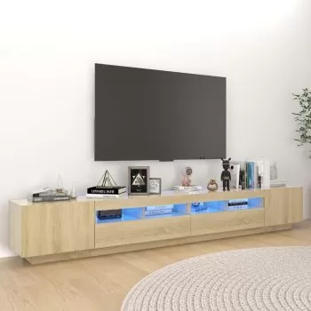 Comoda TV cu lumini LED, stejar sonoma, 260 x 35 x 40 cm