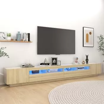 Comoda TV cu lumini LED, stejar sonoma, 300 x 35 x 40 cm
