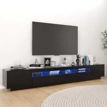 Comoda TV cu lumini LED, negru, 260 x 35 x 40 cm