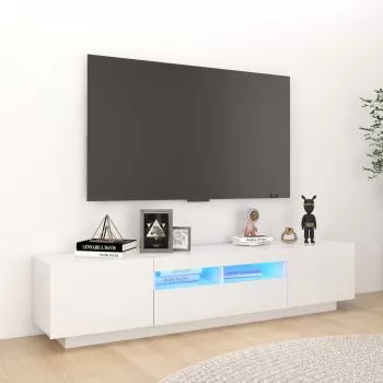 Comoda TV cu lumini LED, alb lucios, 180 x 35 x 40 cm