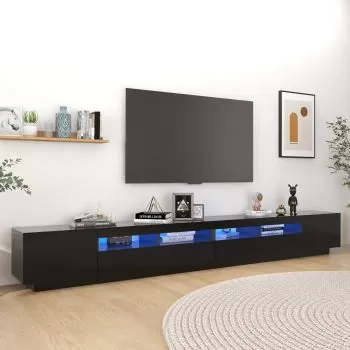 Comoda TV cu lumini LED, negru, 300 x 35 x 40 cm