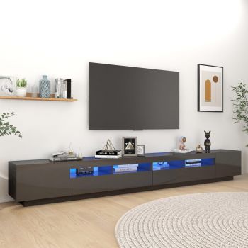Comoda TV cu lumini LED, gri lucios, 300 x 35 x 40 cm