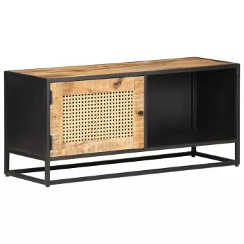  Comodă TV, 90x30x40 cm, lemn mango & trestie de zahăr naturală