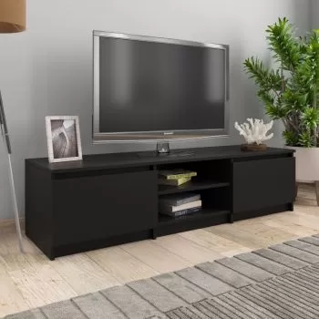  Dulap TV, negru, 140x40x35,5 cm, lemn prelucrat