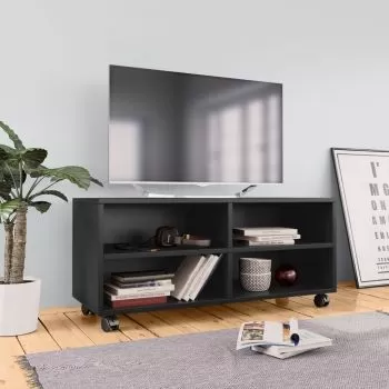 Comoda TV cu rotile, negru, 90 x 35 x 35 cm