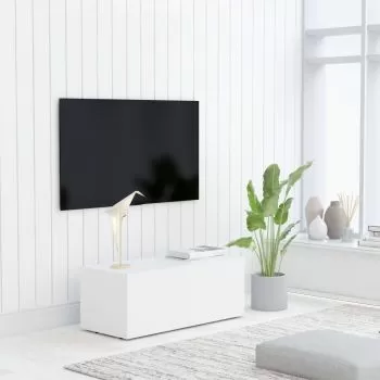  Dulap TV, alb, 80x34x30 cm, lemn prelucrat