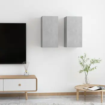  Comode TV, 2 buc., gri beton, 30,5x30x60 cm, lemn prelucrat