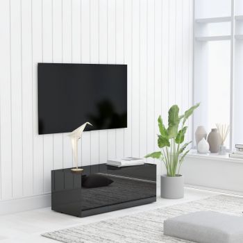 Comoda TV, negru lucios, 80 x 34 x 30 cm
