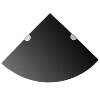 Raft de colt cu suporti de crom din sticla negru 35 x 35 cm, negru, 35 x 35 cm