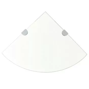  Rafturi de colț cu suporturi crom 2 buc. transparent 25x25 cm sticlă