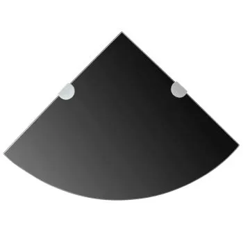 Rafturi de colt cu suporturi crom 2 buc. negru sticla, negru, 35 x 35 cm