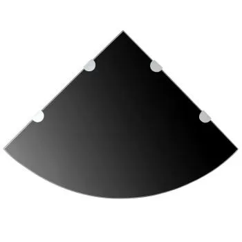 Rafturi de colt cu suporturi crom 2 buc. negru sticla, negru, 45 x 45 cm