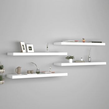 Set 4 bucati rafturi de perete suspendate, alb, 90 x 23.5 x 3.8 cm