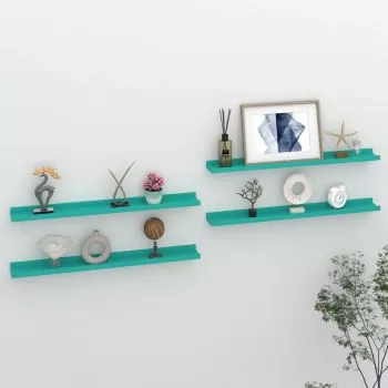 Set 4 bucati rafturi de perete, albastru, 80 x 9 x 3 cm