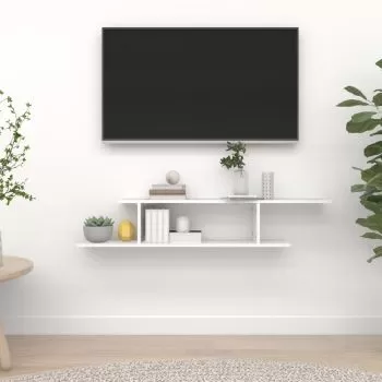 Raft TV cu montaj pe perete, alb, 125 x 18 x 23 cm