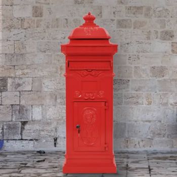 Cutie poștală stâlp, aluminiu, stil vintage, inoxidabil, roșu
