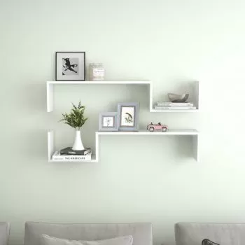 Rafturi de perete, alb lucios, 100 x 15 x 20 cm