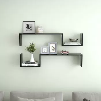 Set 2 bucati rafturi de perete, negru, 100 x 15 x 20 cm