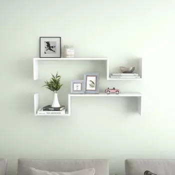 Set 2 bucati rafturi de perete, alb, 100 x 15 x 20 cm