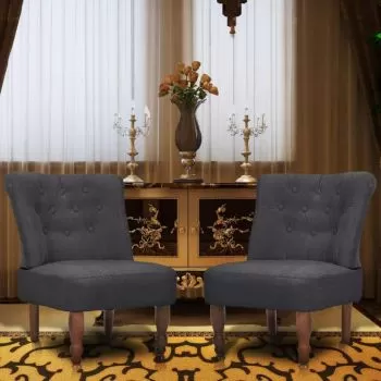 Set 2 bucati scaune in stil frantuzesc, gri, 54 x 66.5 x 70 cm