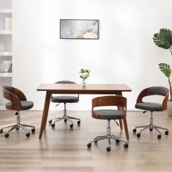  Scaune de bucătărie pivotante, 4 buc, gri, lemn curbat/textil