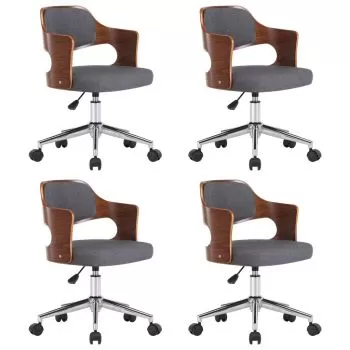 Set 4 bucati scaune pivotante de masa, gri, 47.5 x 53 x 76 cm