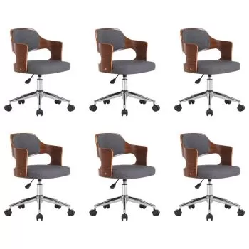 Set 6 bucati scaune pivotante de masa, gri, 47.5 x 53 x 76 cm