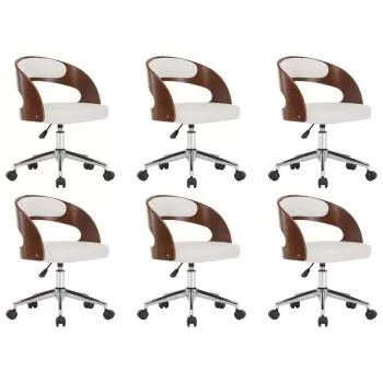 Set 6 bucati scaune pivotante de masa, alb, 48 x 53 x 74.5 cm