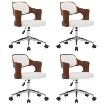 Set 4 bucati scaune pivotante de masa, alb, 47.5 x 53 x 76 cm