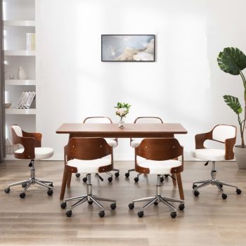 Set 6 bucati scaune pivotante de masa, alb, 47.5 x 53 x 76 cm