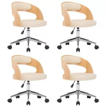 Set 4 bucati scaune pivotante de masa, crem, 48 x 53 x 74.5 cm