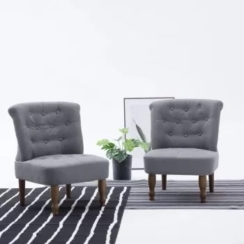 Set 2 bucati scaune stil frantuzesc, gri deschis, 54 x 66.5 x 70 cm