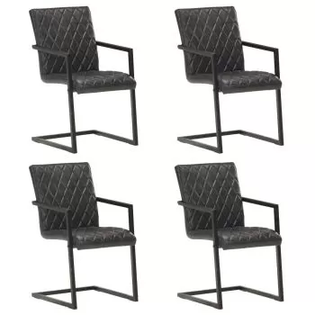 Set 4 bucati scaune de bucatarie cantilever, negru