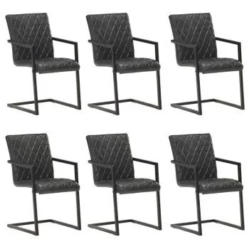 Set 6 bucati scaune de bucatarie cantilever, negru