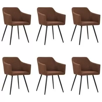 Set 6 bucati scaune de bucatarie, maro, 54 x 62 x 80 cm